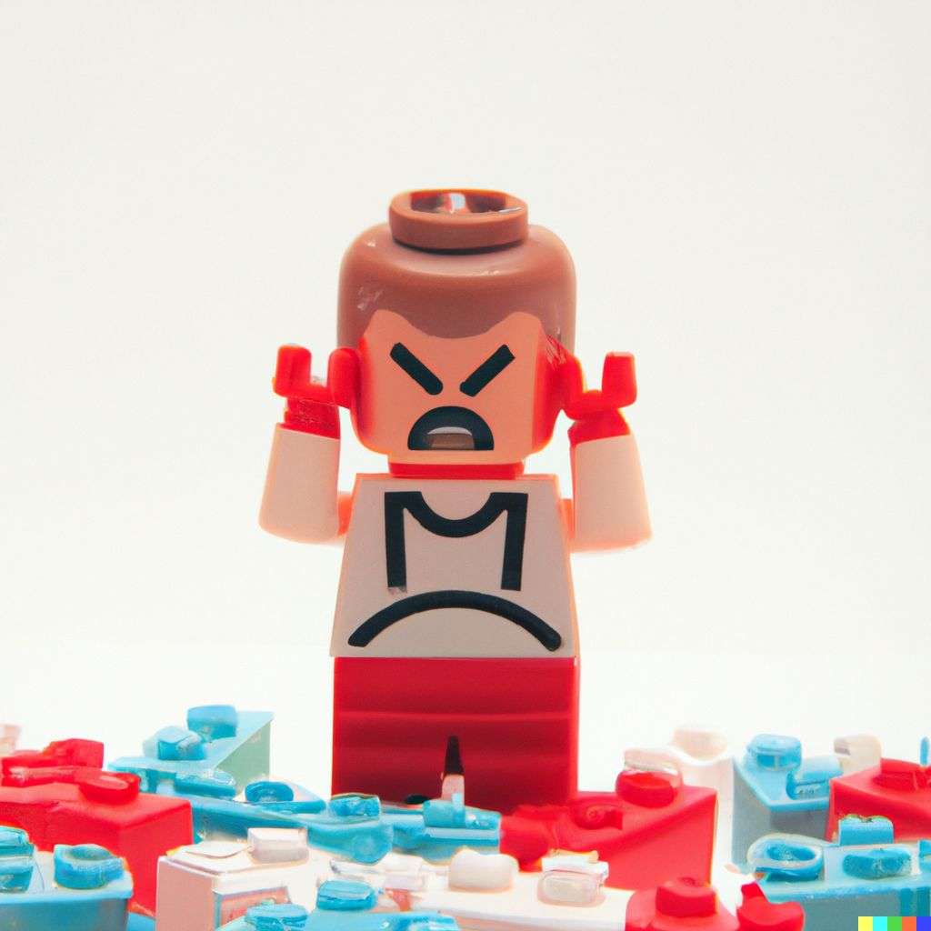 a representation of anxiety, made from LEGO bricks